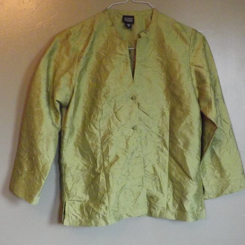 Eileen Fisher Silk Green Top Size Xtra Small